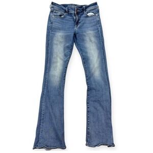 Y2K American Eagle Jeans Women's 10 Blue Medium Wash Flared Super Stretch Casual